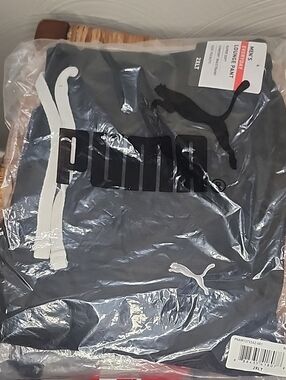 Puma Men's Hoodie Pullover - Dark Gray with White Drawcords